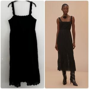 Farm Rio Black Lace Crochet Dress in Black